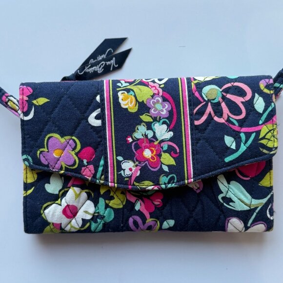 Vera Bradley Edie Satchel and Crossbody Wallet in Retired Ribbon Pattern - Picture 11 of 12